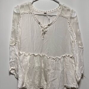 Free People White Lace Blouse